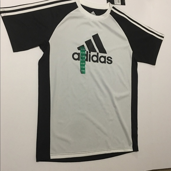Adidas Boys Shirt Athletics Black White XL 18/20 - Picture 2 of 8